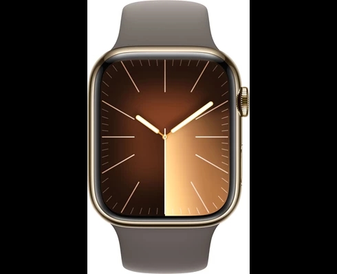 Apple Watch Series 9 GPS + Cellular 45mm Gold Stainless Steel Case with Clay Sport Band - M/L