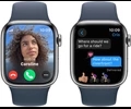 Apple Watch Series 9 GPS + Cellular 45mm Silver Stainless Steel Case with Storm Blue Sport Band - M/L
