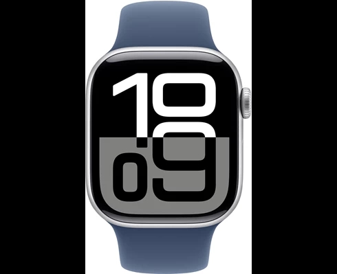 Apple Watch Series 10 GPS 42mm Silver Aluminium Case with Denim Sport Band - S/M