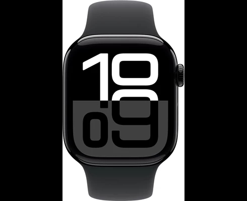 Apple Watch Series 10 GPS + Cellular 46mm Jet Black Aluminium Case with Black Sport Band - M/L
