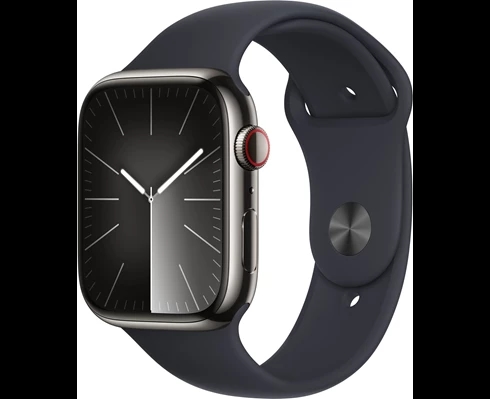 Apple Watch Series 9 GPS + Cellular 45mm Graphite Stainless Steel Case with Midnight Sport Band - M/L