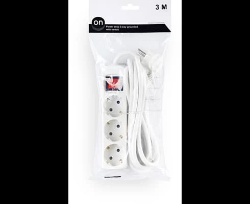 ON Extension lead 3-way grounded with switch, 3m