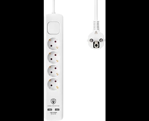 Andersson ELS 5.0 -  4 way with switch, USB 5V 2.1A, 1,5m White