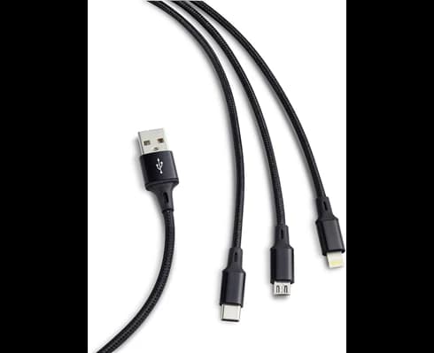 Andersson 3 in 1 Braided USB Cable 1M 2,4A Black