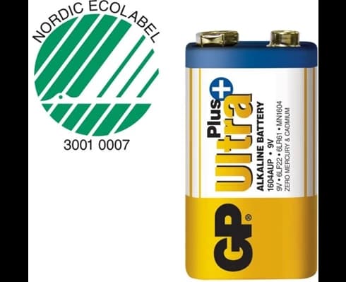 GP Ultra Plus Alkaline 9V batteri, 1604AUP/6LF22, 1-pack