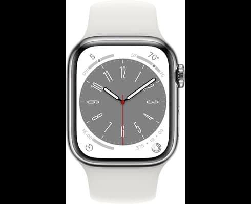 Apple Watch Series 8 GPS + Cellular 41mm Silver Stainless Steel Case with White Sport Band - Regular