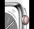 Apple Watch Series 8 GPS + Cellular 41mm Silver Stainless Steel Case with White Sport Band - Regular