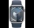 Apple Watch Series 9 GPS + Cellular 45mm Silver Aluminium Case with Storm Blue Sport Band - M/L