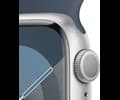 Apple Watch Series 9 GPS + Cellular 45mm Silver Aluminium Case with Storm Blue Sport Band - M/L