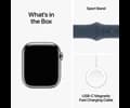 Apple Watch Series 9 GPS + Cellular 41mm Silver Stainless Steel Case with Storm Blue Sport Band - S/M