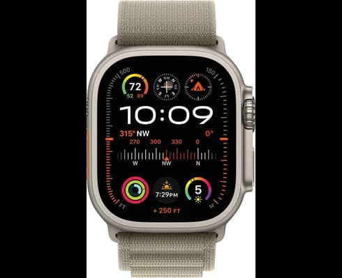 Apple Watch Ultra 2 GPS + Cellular, 49mm Titanium Case with Olive Alpine Loop - Large