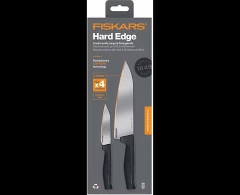 Fiskars Hard Edge knivset  2 delar - stor kockkniv   grönsakskniv