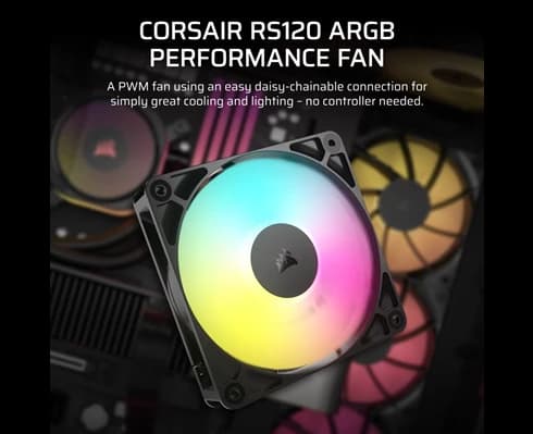 Corsair RS120 ARGB, 120mm ARGB Fan, Single Pack