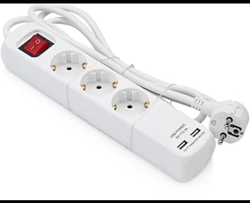 Andersson Extension lead 3-way grounded, USB, 2m