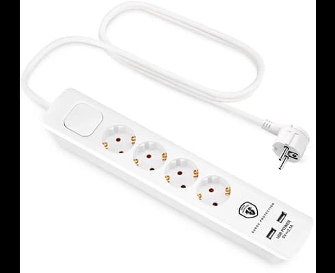 Andersson ELS 5.0 -  4 way with switch, USB 5V 2.1A, 1,5m White