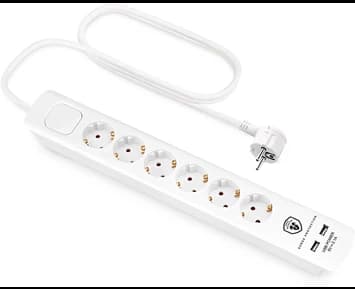 Andersson ELS 5.1 -  6 way with switch, USB 5V 2.1A, 1,5m White