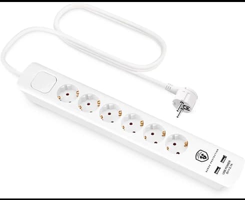 Andersson ELS 5.1 -  6 way with switch, USB 5V 2.1A, 1,5m White