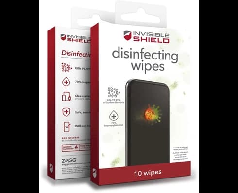 ZAGG IinvisibleShield AntiMicrobial Wet Wipes 10-Pack