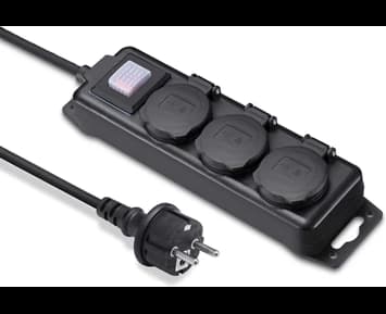 Andersson 3-way outdoor power strip IP44, 3m black