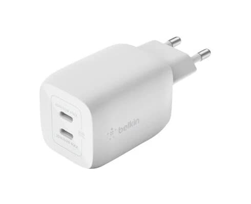 Belkin 65W Dual USB-C GaN charger white