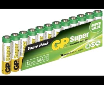 GP Super Alkaline AAA batteri, 24A/LR03, 12-pack