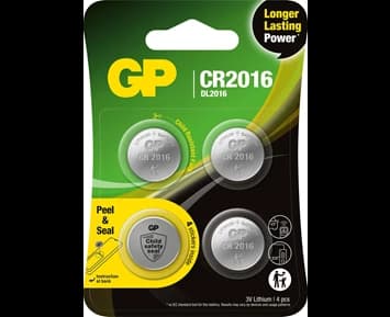 GP Knappcell Litium CR2016 4-pack