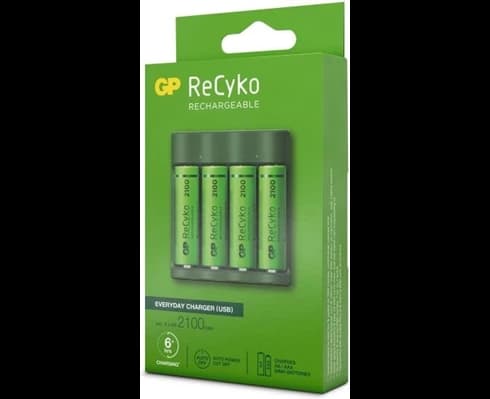 GP ReCyko Everyday-batteriladdare B421 (USB), inkl. 4 stk. AA 2100mAh NiMH-batterier