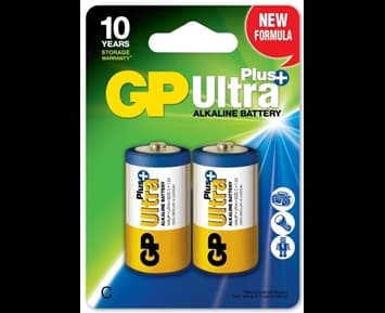 GP Ultra Plus Alkaline C batteri, 14AUP/LR14, 2-pack