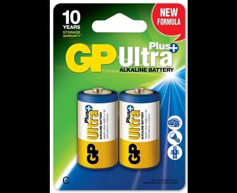 GP Ultra Plus Alkaline C batteri, 14AUP/LR14, 2-pack