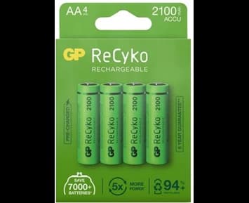 GP ReCyko AA-batteri, 2100 mAh, 4-pack