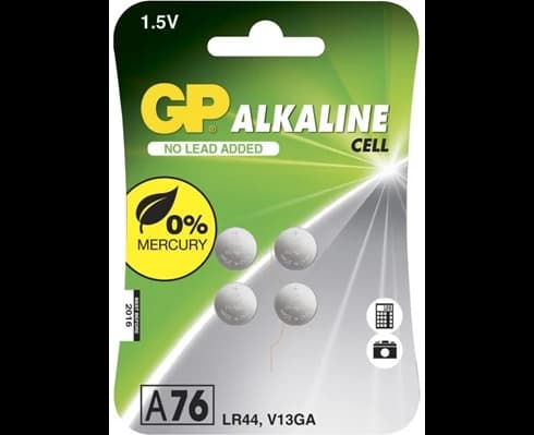 GP knappcell 76A, 1,5V, LR44, 4-pack