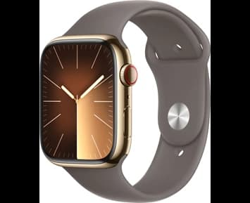 Apple Watch Series 9 GPS + Cellular 45mm Gold Stainless Steel Case with Clay Sport Band - M/L