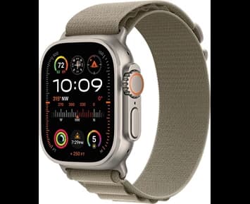 Apple Watch Ultra 2 GPS + Cellular, 49mm Titanium Case with Olive Alpine Loop - Large