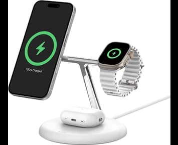 Belkin Belkin - 3-in-1 Flex Wireless Charging Stand with Qi2 Magnetic 15w, White