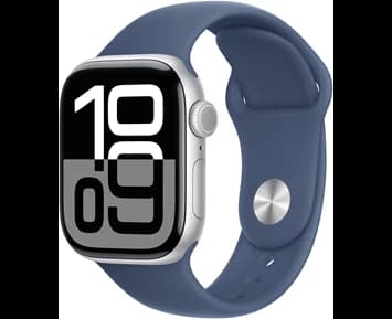Apple Watch Series 10 GPS 42mm Silver Aluminium Case with Denim Sport Band - S/M