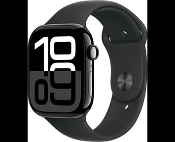 Apple Watch Series 10 GPS 46mm Jet Black Aluminium Case with Black Sport Band - S/M